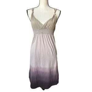 Calvin Klein Ombre Beige/Purple Sundress Tank Top Midi V-Neck Dress Womens 0P